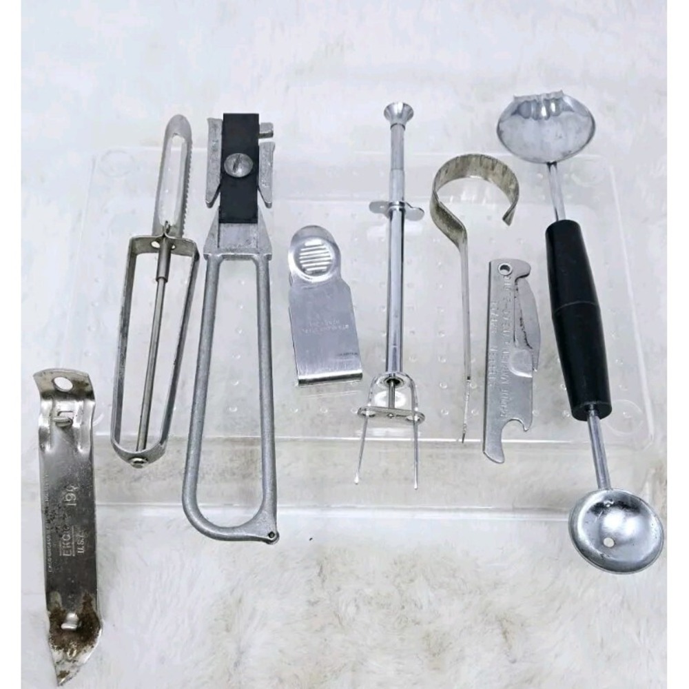 Lot of 8 KITCHEN TOOLS ~ UTENSILS ~ GADGETS Vintage Sharpener Opener Pickle Fork